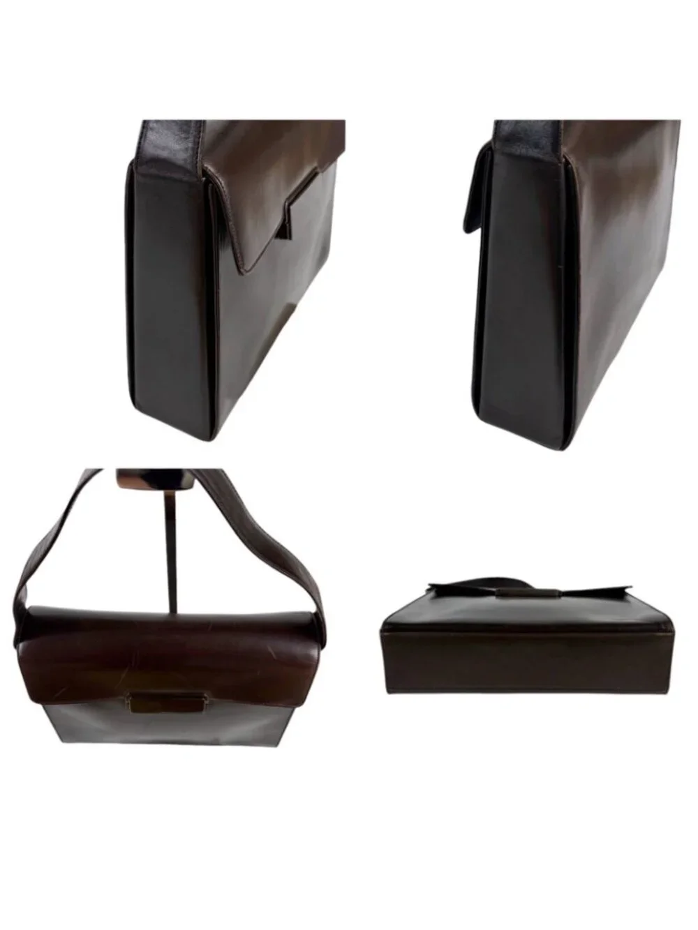 Prada Leather Shoulder Bag Hobo Soho Dark Brown Vintage